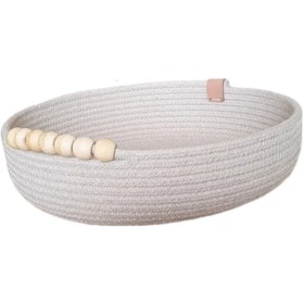 تصویر سبد نان مدل مهره چوبی - کرم 