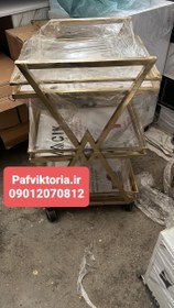 تصویر ترولی آرایشگاهی چوبی فورتیک آبکاری الماسی سه طبقه ارسال به سراسر ایران 