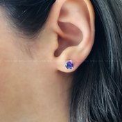 تصویر گوشواره نقره میخی زنانه و مردانه تک نگین رنگی 