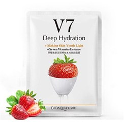 تصویر ماسک ورقه ای آبرسان قوی v7 توت فرنگی 30گرمی بیوآکوا Bio aqua Strawberry Deep Hydration V7 Facemask 30g