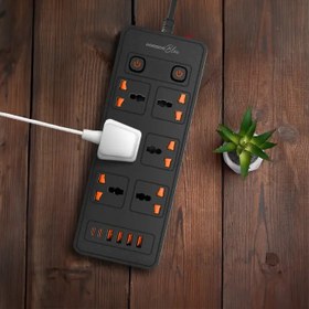 تصویر چندراهی برق هوشمند و شارژر پرودو Porodo Blue 6 AC – Dual Switch Power Strip PB-FWCH033-BK 