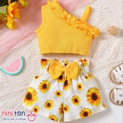 تصویر تاپ و شلوارک دخترانه آفتابگردان 6 ماه تا 6 سال 