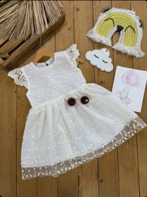 تصویر پیراهن دخترانه مناسب ۹ ماه تا ۸ سال رنگ سفید 