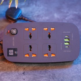 تصویر چند راهی برق گرین لاین مدل Green lion power socket 2500W GNPOWS5USB Green lion power socket 2500W GNPOWS5USB