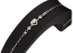 تصویر دستبند نقره طرح قلب 