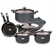 تصویر سرویس قابلمه زرساب مدل GT-7500G ۱۰ پارچه گرانیتی با در شیشه‌ای 