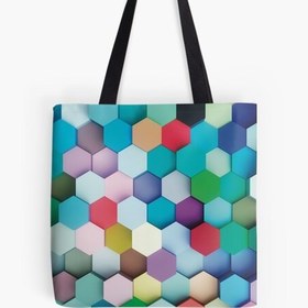 تصویر ساک خرید طرح شش ضلعی های رنگی 