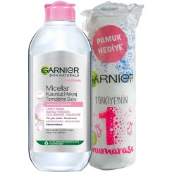 تصویر میسلار واتر گارنیر صورتی همراه با پد سکه ای 50 تایی دوردوخت ، واردات قانونی از منطقه آزاد ارس 