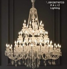 تصویر لوستر کریستال کلاسیک طبقاتی باکارات سفید 