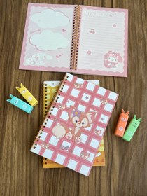 تصویر دفتر فانتزی خط دار داخل طرح دار 60 برگ - Yummy 