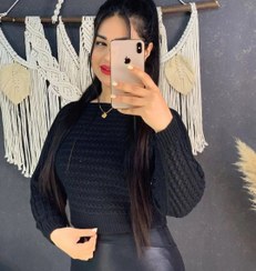 تصویر کراپ بافت فندقی زنانه رنگی 