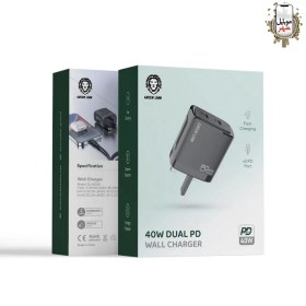 تصویر سر شارژر دوگانه 40 واتی گرین Green 40W Dual PD Wall Charger GL-WC08 