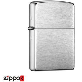 تصویر فندک زیپو مدل Zippo Reg Brush Fin CHROME کد 200 Zippo Reg Brush Fin CHROME Lighter