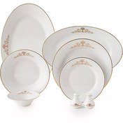 تصویر سرویس چینی زرین 6 نفره غذاخوری کوئین Zarin Iran Shahrzad Queen-Gold 35 Pieces FDC Dinnerware Set