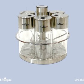 تصویر ست ادویه ۶ عددی استیل گردان یونیک مدل UN-1620 