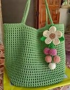 تصویر کیف بافتنی دوشی - سورمه ای 