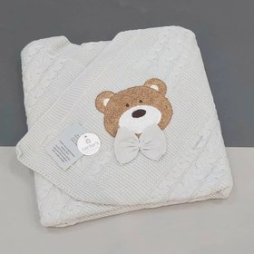 تصویر پتو نوزادی کلاهدار کارترز طرح تدی بافت خرسی 