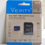 تصویر کارت حافظه microSDHC وریتی مدل EXTREME سرعت 80MBps ظرفیت 64 گیگابایت Verity microSDHC memory card EXTREME model, speed 80MBps, capacity 64 GB