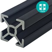 تصویر پروفیل آلومینیوم شیاردار صنعتی 20 در 20 با آنودایز مشکی : وایمند 