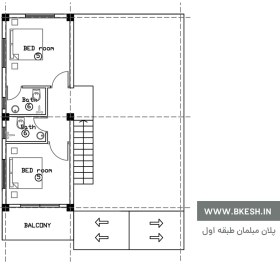 تصویر نقشه خانه دوبلکس ۱۰۰متری پلان سه خوابه villa-029 