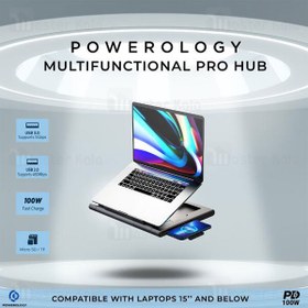 تصویر هاب تایپ سی 11 پورت و نگهدارنده لپ تاپ پاورولوژی مدل PWPROHUB ا Powerology PWPROHUB Multi-Functional Pro Hub Powerology PWPROHUB Multi-Functional Pro Hub