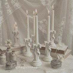 تصویر شمعدان پاپیونی جاشمعی مشکی و سفید 