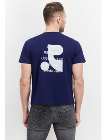 تصویر تی‌شرت آستین کوتاه یقه گرد مردانه با لوگوی برند، آبی برند esprit Men Crew Neck Short Sleeve Brand Logo T-Shirt, Blue