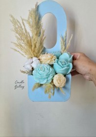 تصویر باکس گل شمعی آبی-کرمی 