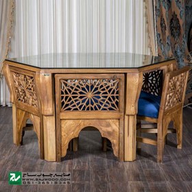 تصویر میز و صندلی غذا خوری صنایع چوب ساج مدل ۳۲۸ 