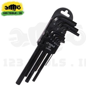 تصویر ست آلن کارتی لایت ژاپن بلند مدل HEXX9 (مجموعه 9 عددی) Light Long Arm Allen Wrench Set HEXX9