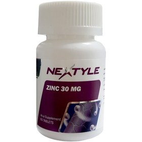 تصویر زینک 30 میلی گرم نکستایل 60 قرص Zinc 30mg Nextyle 60tabs