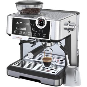 تصویر دستگاه اسپرسوساز و آسیاب قهوه لیپرسو مدل LPCFFM0013 LePresso Advanced Espresso Machine Interactive Touch Display - Silver