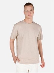 تصویر تی شرت نود مردانه یقه دوچرخه برش طبیعی بژ اساسی مردان بازوی کوتاه T SHIRT کولینز Colin’s 