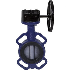 تصویر شیر پروانه ویفری سیت استیل گیربکسی بدنه چدن PN16 - ۶ Butterfly Valve Wafer Type, Stainless Steel A-316 Disc, EPDM, Gear Operator
