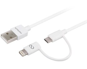 تصویر کابل تبدیل USB به لایتنینگ و Micro USB نزتک مدل Hybrid طول 1.8 متر 