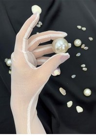 تصویر دستکش زنانه از ترکیه مارک paria masumi رنگ سفید ty279485049 Özel Tasarım Nikah & Düğün Için Uzun, Likralı, Tül Gelin Eldiveni