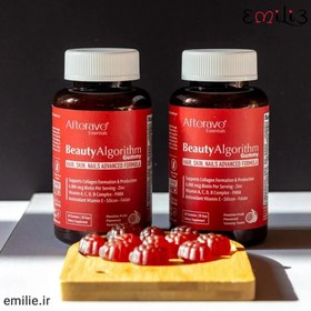 تصویر مکمل پاستیلی پوست و مو و ناخن بیوتی الگورتیم ۶۰ عددی افتر ایو AE BEAUTY ALGORITHM 60 GUMMIES P. FRUIT