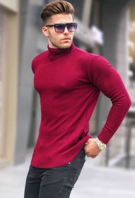 تصویر ژاکت یقه اسکی شرابی 