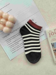 تصویر جوراب نخی کبریتی مچی راه راه مناسب 4 تا 8 سال 