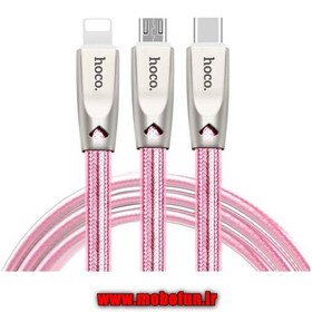 تصویر کابل تبدیل USB به microUSB/لایتنینگ/USB-C هوکو مدل U9 طول 1.5 متر 