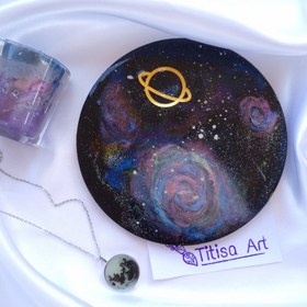 تصویر زیرلیوانی رزینی طرح کهکشان کد 96 