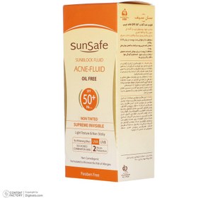 تصویر فلوئید ضد آفتاب بدون رنگ سان سیف، SPF50، مدل ACNE-FLUID، مناسب پوست‌‌های آکنه‌ای، چرب و مختلط و حجم 50 میلی‌لیتر، محافظت کننده د 