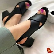 تصویر صندل زنانه مشکی مدل آنجلا با زیره پی وی سی 