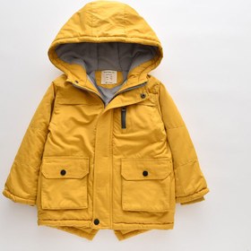 تصویر کاپشن روسی میکرو طرح دوجیب بدون خز کلاه 