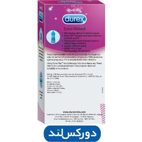 تصویر کاندوم نازک دورکس اصل مدل extra ribbed بسته 10 عددی 