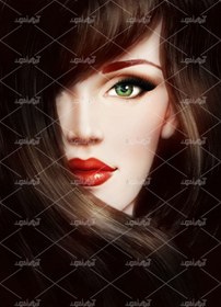 تصویر عکس با کیفیت خانم مو قهوه ای نیم رخ 