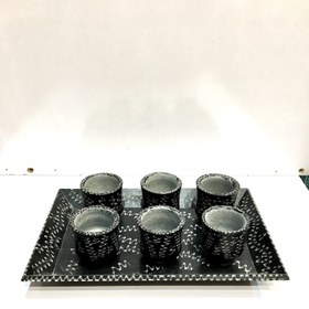 تصویر سرویس قهوه خوری سنگی 7پارچه طرح گلسنگ کد SGHG01 