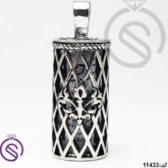 تصویر گردنبند نقره حرز مدل استوانه لوزی کد 11433 Silver necklace with rhombus cylinder amulet