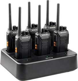 تصویر دستهای قابل شارژ مجدد Retevis RT27 2 Way Radio Radios از راه دور با فاصله طولانی 22 کانال FRS UHF رادیوی دو طرفه (6 بسته) با شارژر چند راهه شش راهه Retevis RT27 Walkie Talkies for Adults, Heavy Duty Two Way Radios Long Range, VOX Hands Free, Local Alarm, Rugged 2 Way Radio (6 Pack) with Six-Way Charger Base, for School Construction Farm