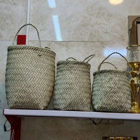 تصویر سبد و کاور گلدان حصیری 